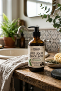 2oz. ￼ Liquid Black Soap infused with peppermint amazing shower gel.