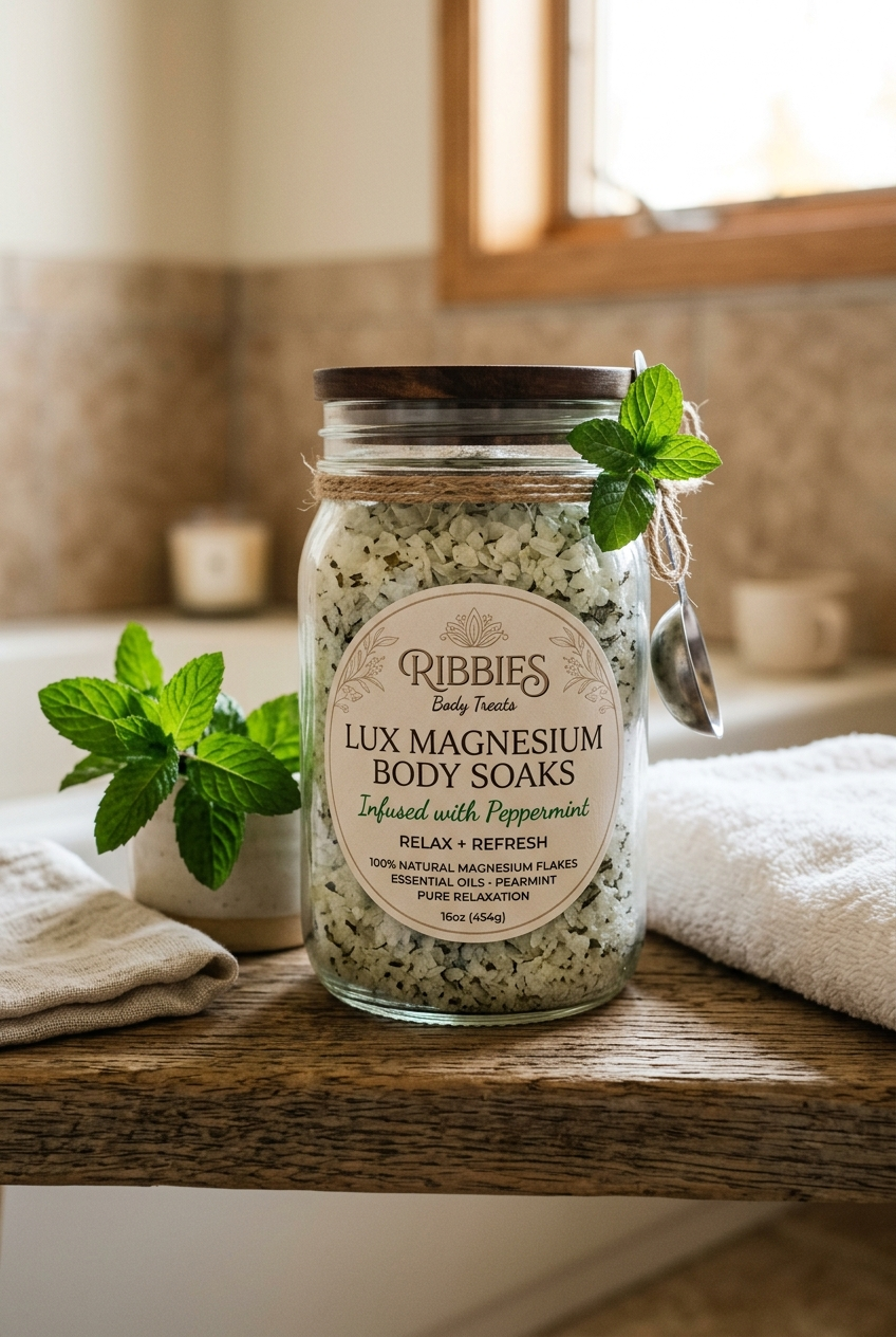 Magnesium infuse with peppermint body soak